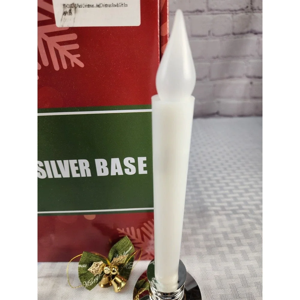 NEW! 12 Christmas Window Candles Lights With Timer Battery Operated Window Clips